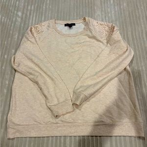 Cream sweater with floral embroidery